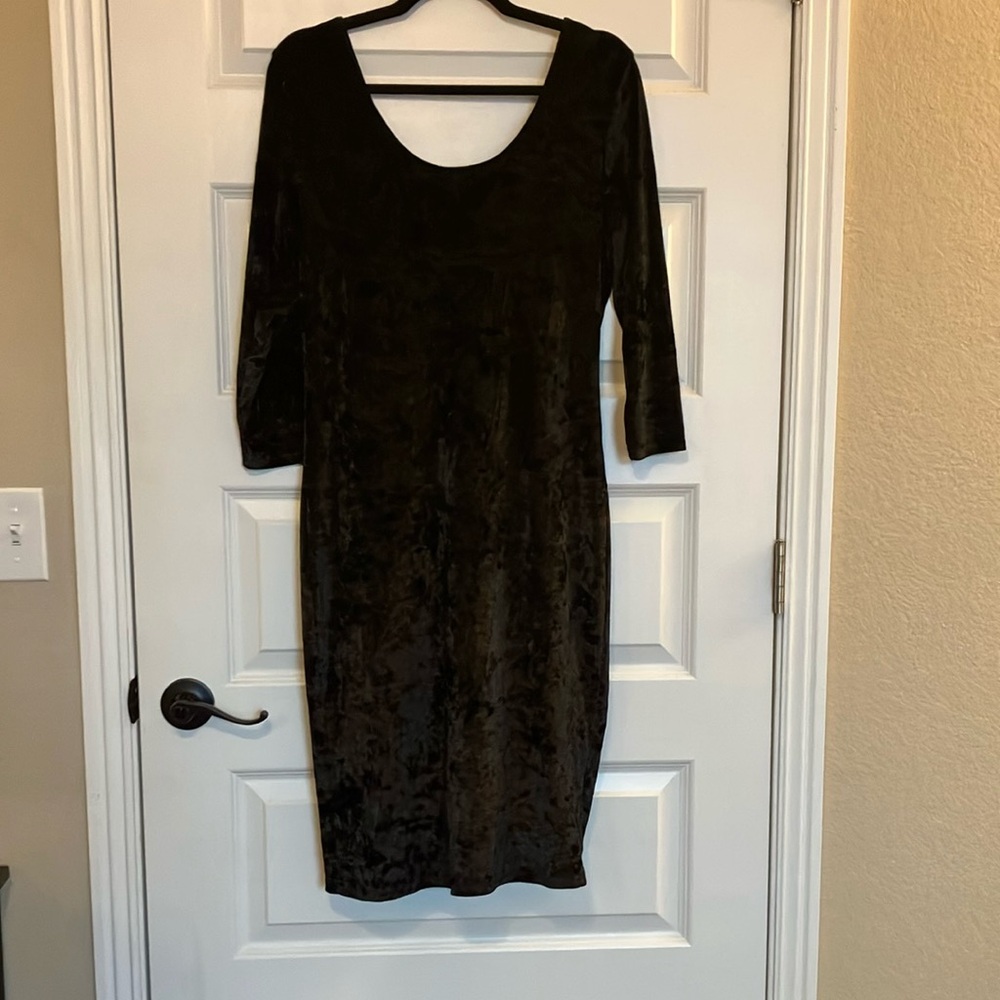 Black Crush Velvet Midi Dress Goth Whimsigoth 90s